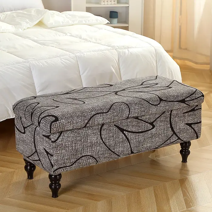 Housse de rangement extensible pour repose-pieds, housse de tabouret à motif géométrique, rectangula