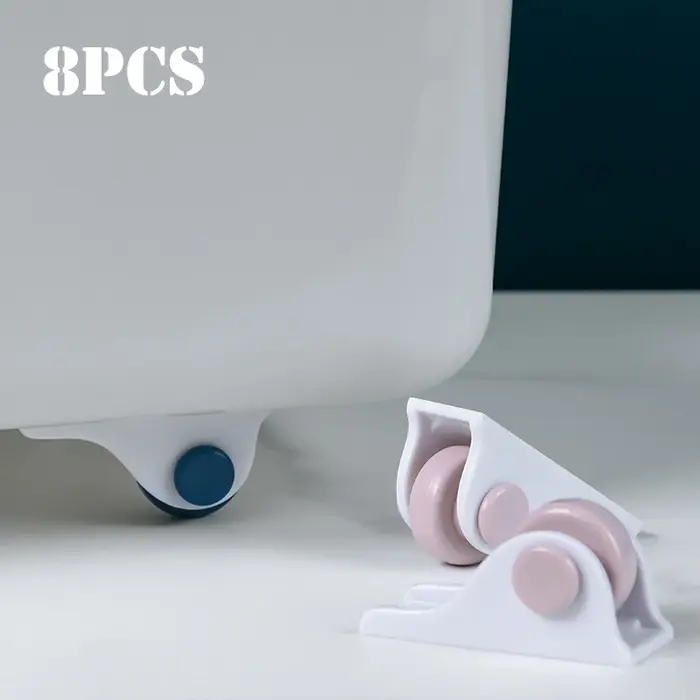4/8 pièces boîte de rangement roulettes meubles rouleaux coulissants poubelle poulie auto-adhésive maison pas de bruit