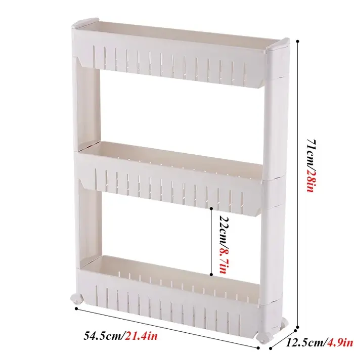 Étagère mobile mince à 3 couches – Support de garde-manger peu encombrant pour cuisine, salle de bai
