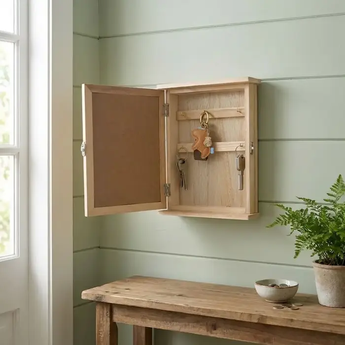 Boîte de rangement murale en bois pour clés