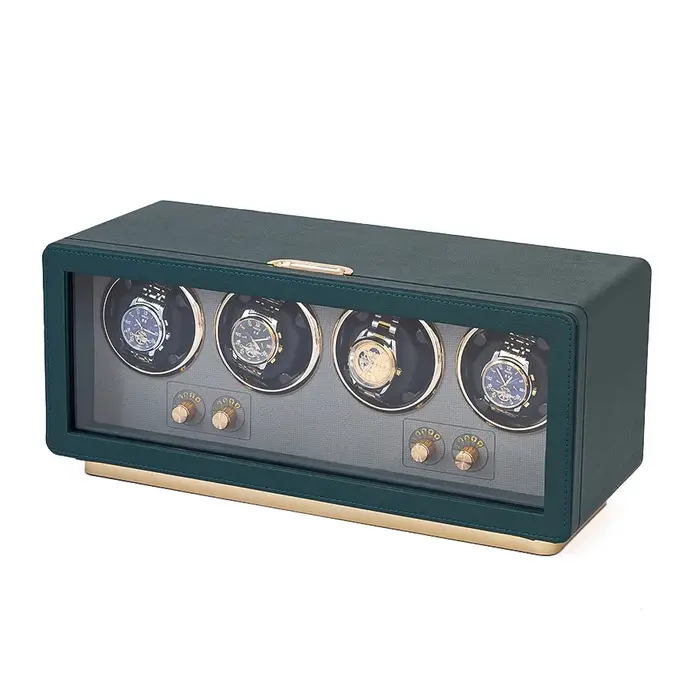 Boîte à remontoir de montres de luxe en cuir haut de gamme pour 4 montres, rotateur automatique, 5 m