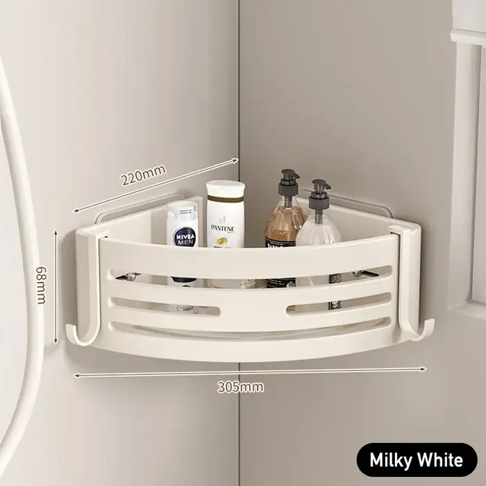 Étagère de rangement murale blanche pour salle de bain, auto-adhésive, sans perçage, douche, salle d