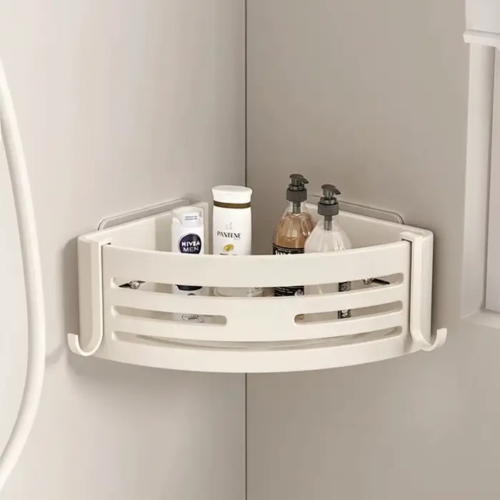 Étagère de rangement murale blanche pour salle de bain, auto-adhésive, sans perçage, pour douche, co