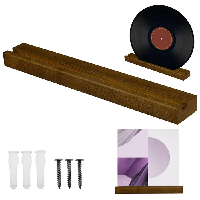 Support mural pour disques vinyles en bois