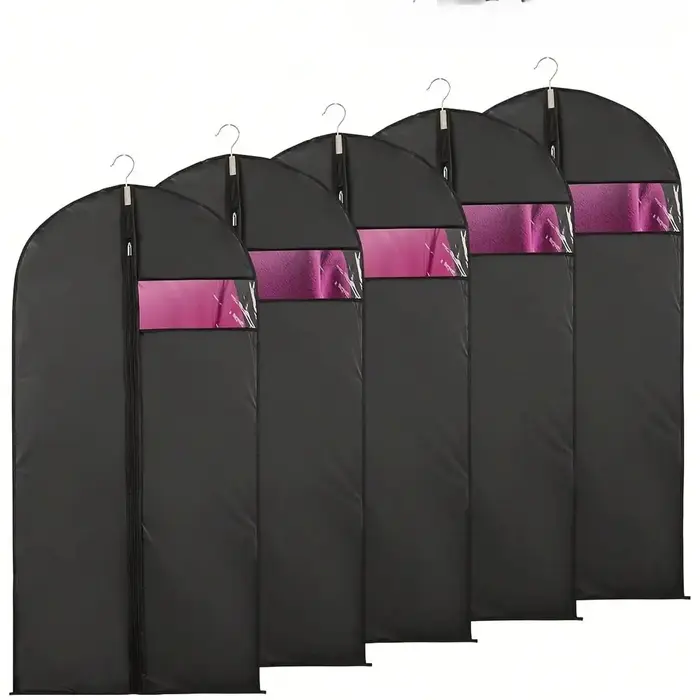 Lot de 5 housses anti-poussière pour vêtements, sacs de rangement pour armoire, sacs anti-poussière 