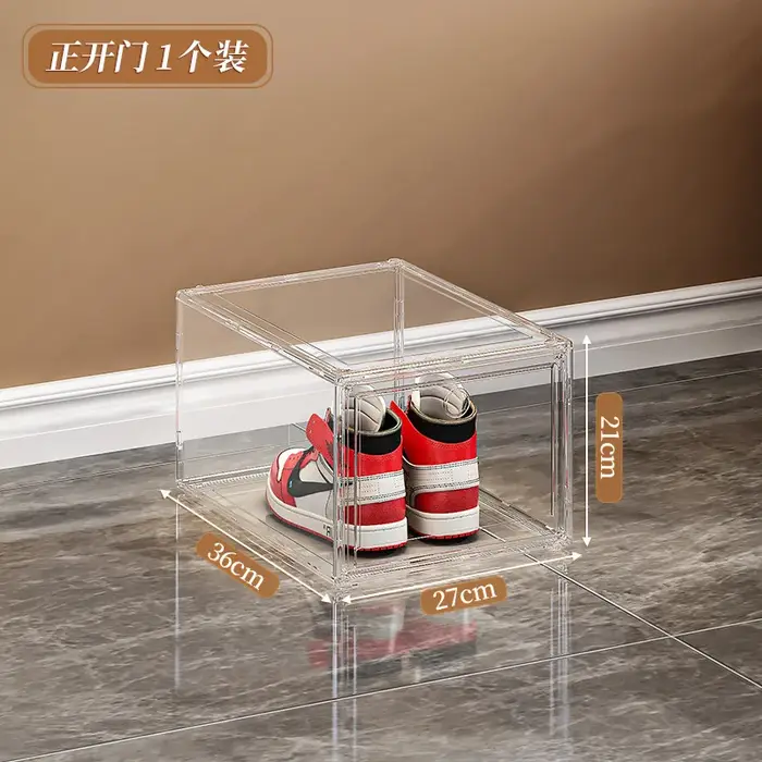 Boîte à chaussures épaisse, boîte de rangement à chaussures magnétique entièrement transparente, arm