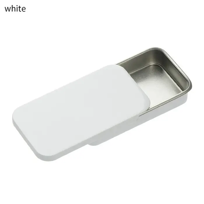 Mini boîte en fer blanc vide rectangulaire en métal, étuis à pilules de bonbons, bacs, conteneurs à