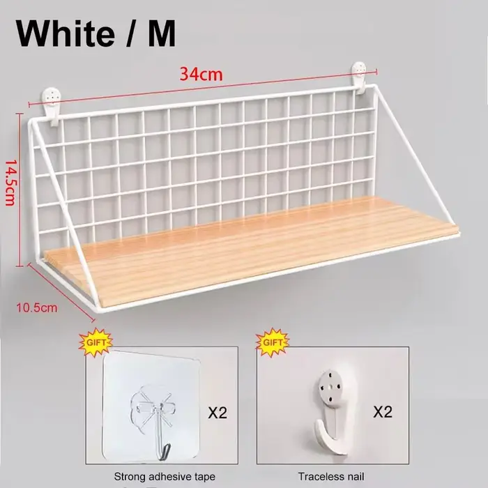 Étagères murales de style simple sans perçage, panier de rangement multifonctionnel pour chambre à c