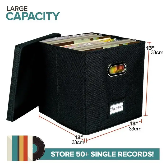 Boîte de rangement pour disques vinyles jusqu'à 50+ 12 pouces, caisse pour disques, stockage d'album