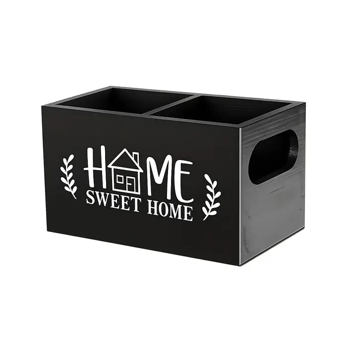 Boîte de rangement en bois pour télécommandes, simple, avec 2 emplacements, support pour télécommand