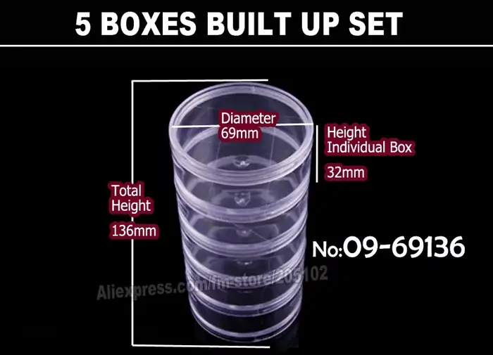 Boîte de rangement ronde transparente pour accessoires