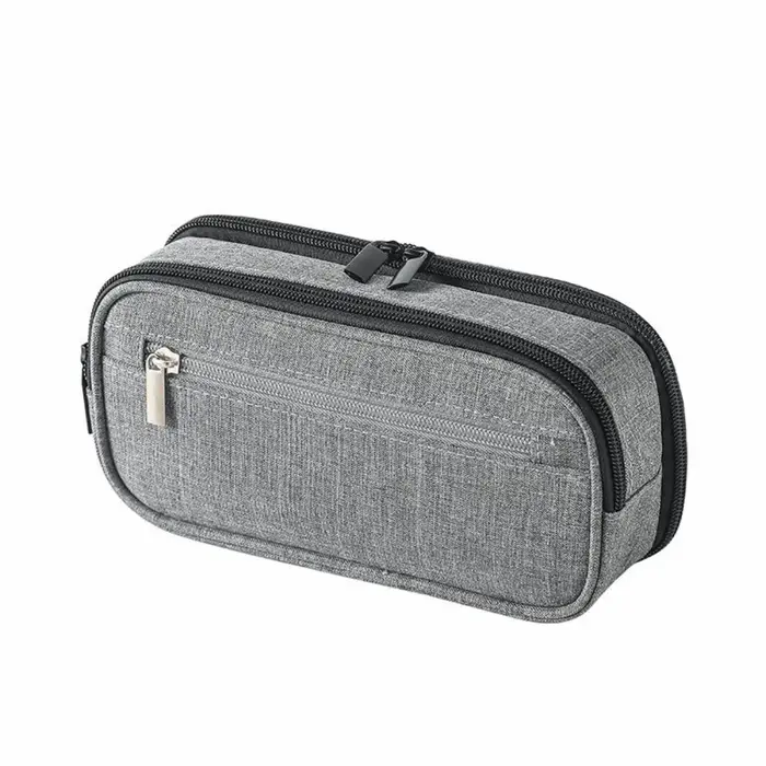 Trousse à crayons de couleur unie, 3 couches, grande capacité, pochette de rangement pour stylos, sa