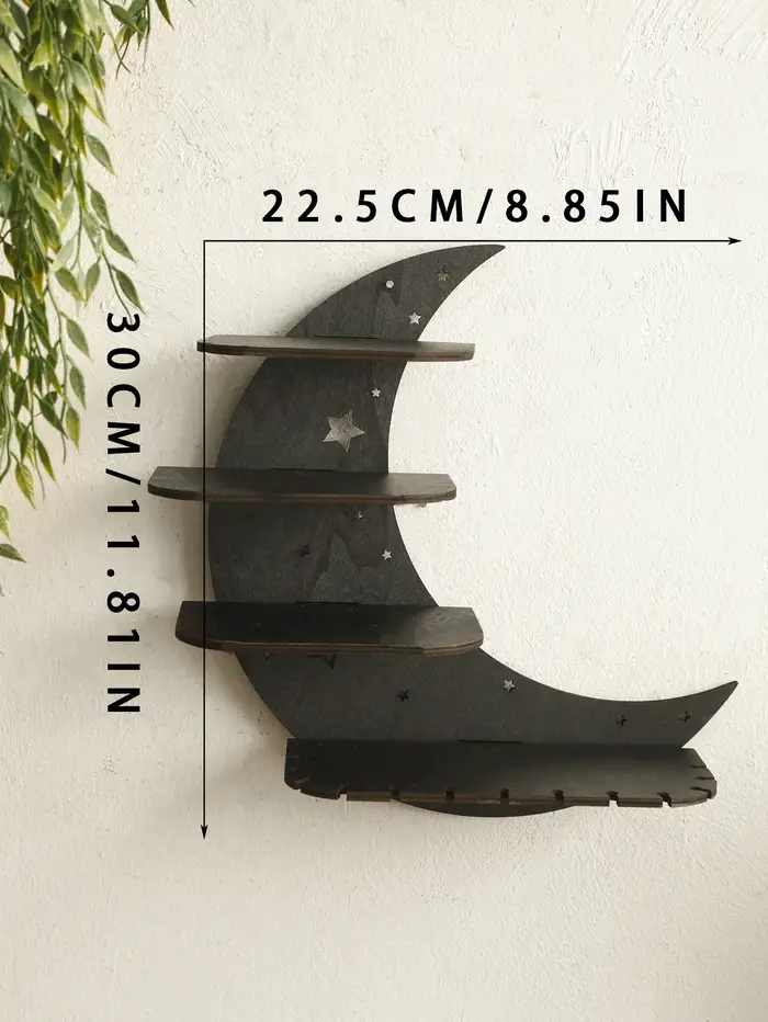 30/39cm noir lune étagères murales 4 niveaux bois flottant étagère murale gothique décor à la maison