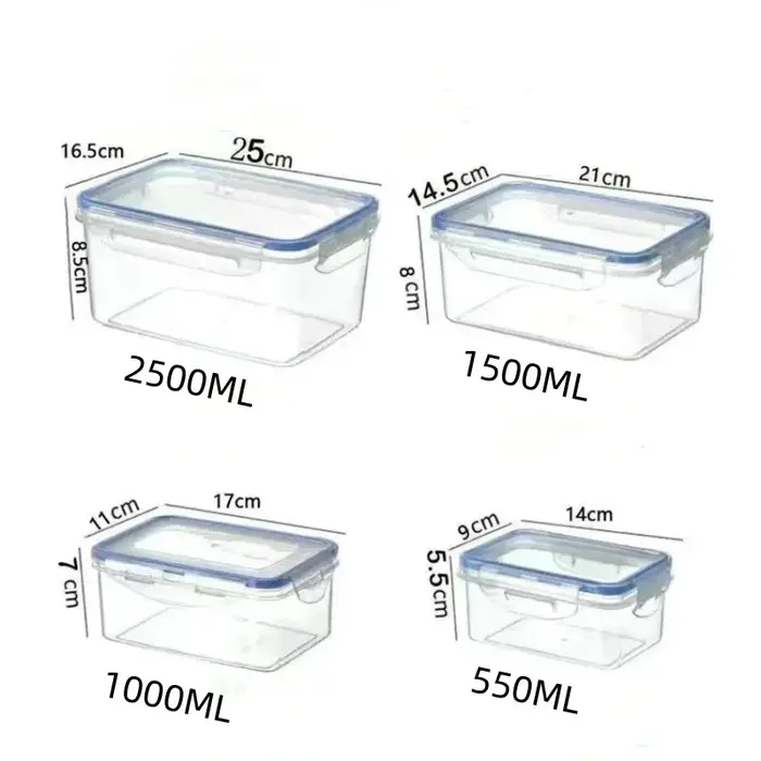 Boîte de rangement pour réfrigérateur rectangulaire scellée avec couvercle, bac à déjeuner en plasti