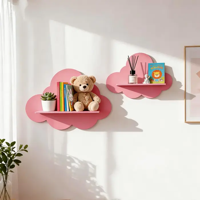 Étagère murale multifonctionnelle en bois, durable, minimaliste, en forme de nuage, étagères murales stables pour le rangement