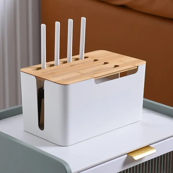 Boîte de rangement pour routeur, hub en bambou et bois, décodeur TV wifi sans fil, arrangement et ra