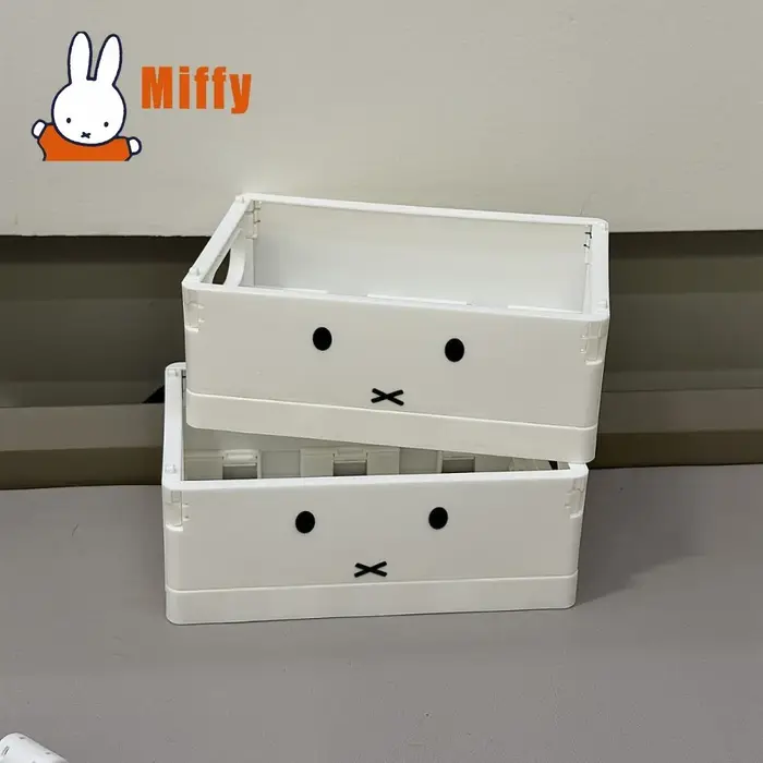 Boîte de rangement de bureau pliable Kawaii Miffy, mini organisateur pliable mignon, tiroir de range