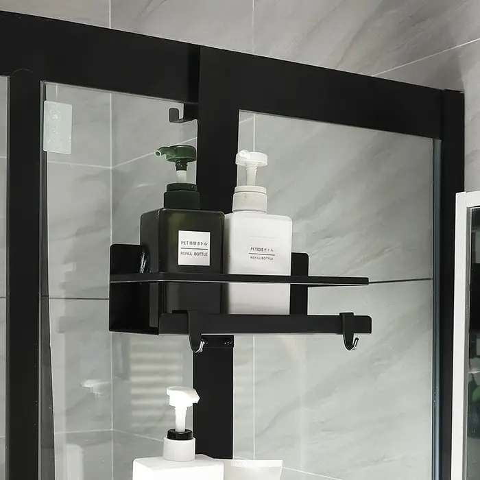 Étagère de douche à 1/2 niveaux en acier inoxydable avec paniers suspendus pour shampoing/savon