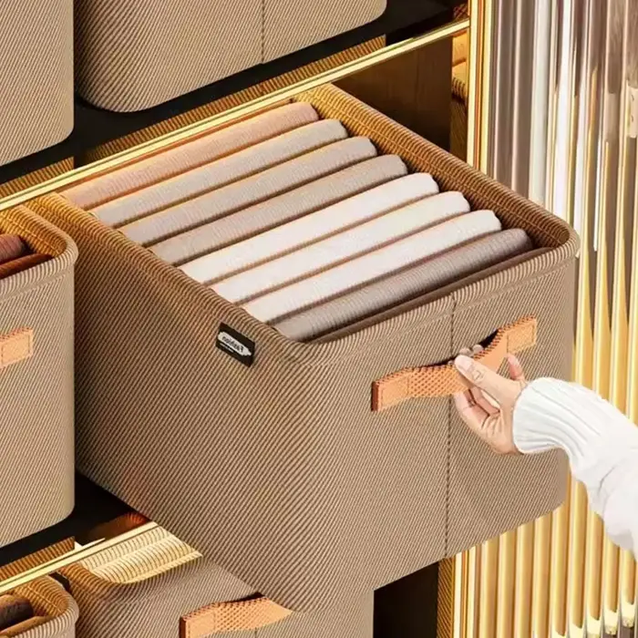 Organisateur de rangement portable pour chambre à coucher : Boîtes pliables en tissu pour pantalons