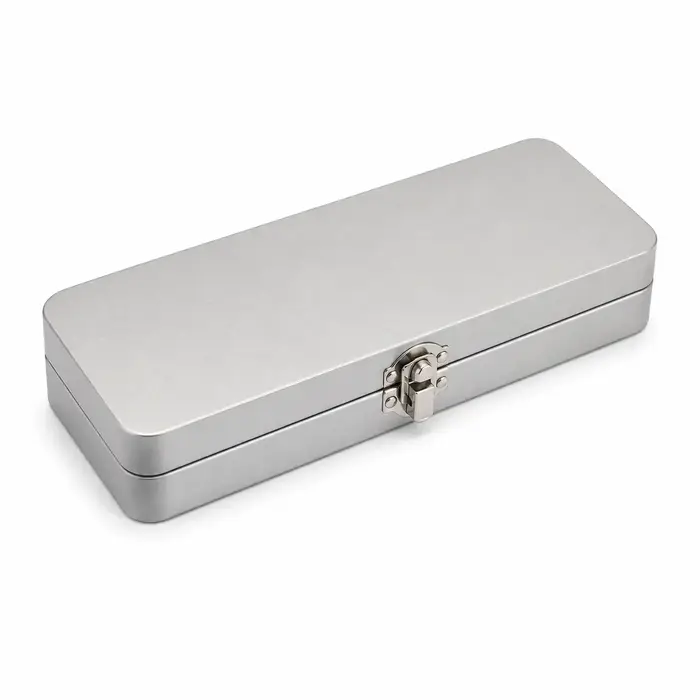 Boîte en métal, conteneur de rangement rectangulaire en tôle avec couvercle pour petits objets et ca