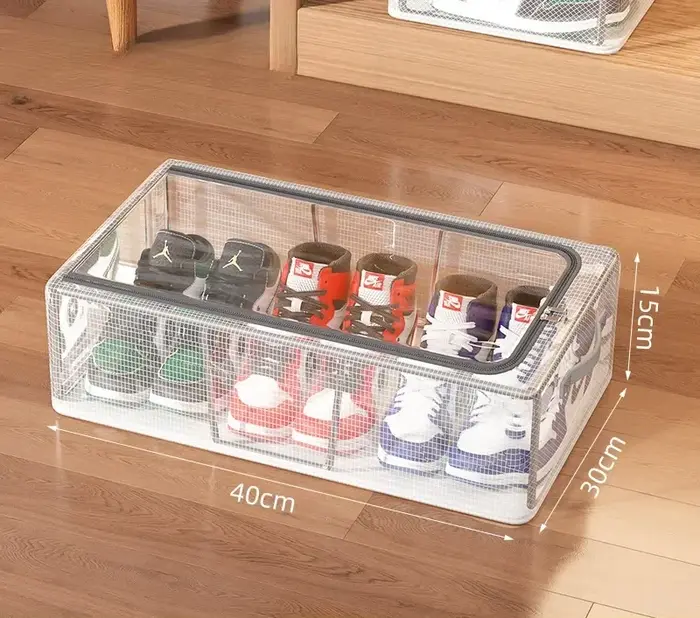 Boîte de rangement à chaussures pliable et hermétique avec porte transparente visible, organisateur 