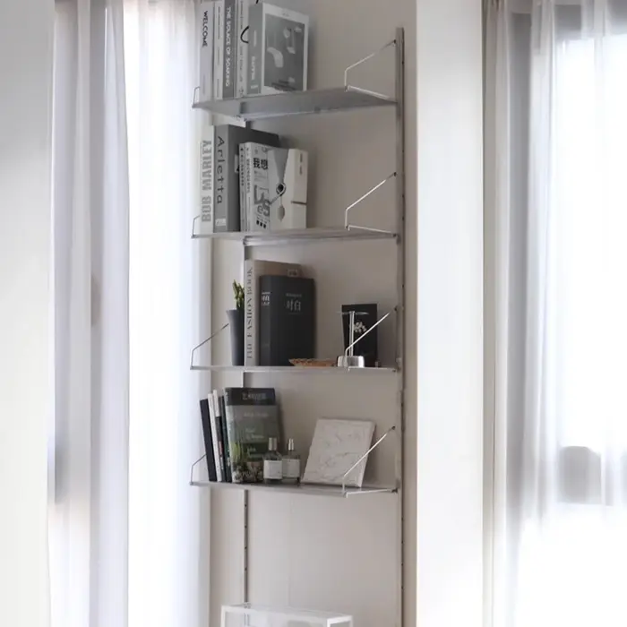 ‌ Bibliothèque murale en acier inoxydable de Style industriel