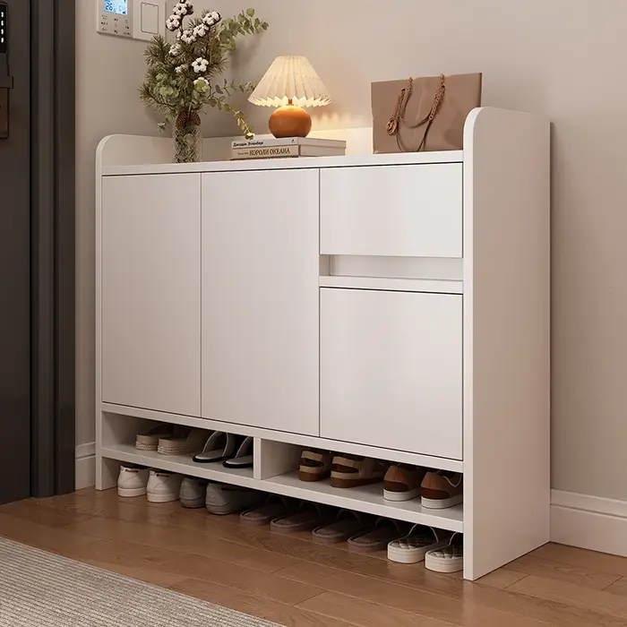 Étagère à chaussures en bois blanc tiroir De maison gain De place