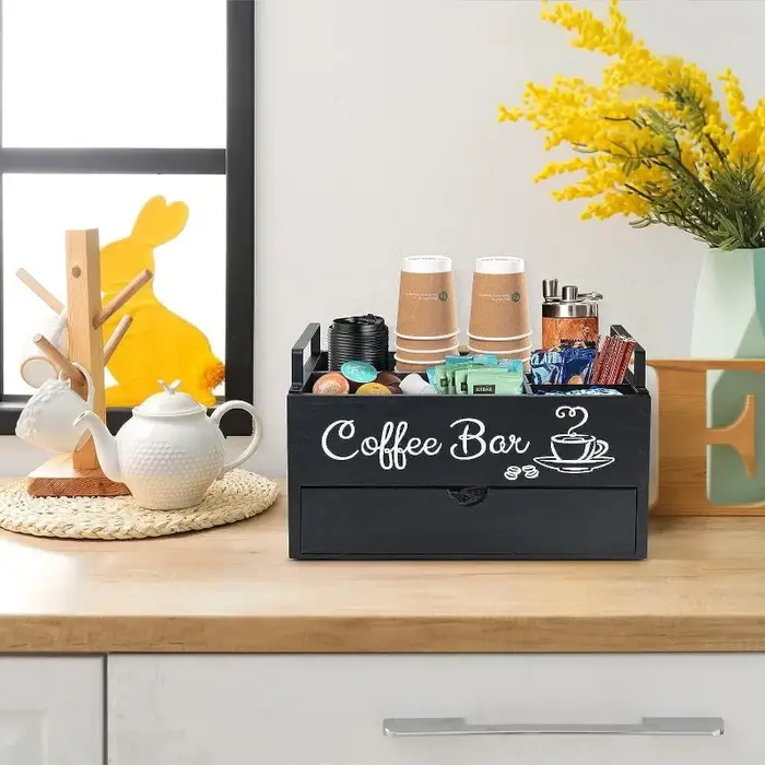 Boîte de rangement de capsules de café en bois