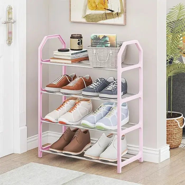 Meuble de rangement à chaussures DIY à 4 niveaux, organisateur multifonctionnel pour entrée, armoire