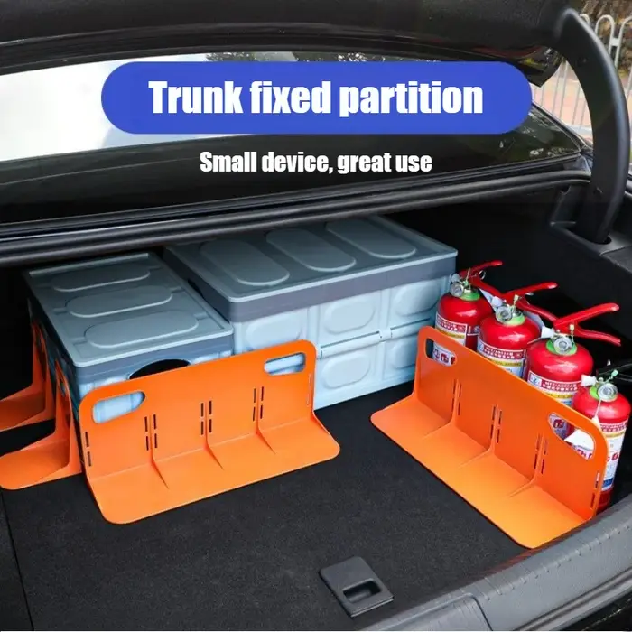 Organisateur de coffre de voiture multifonctionnel avec support de rangement fixe et déflecteur en plastique solide