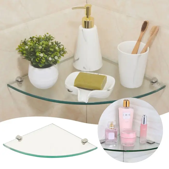 HOShelves-Rangement de douche T1, étagère de bain en verre, support mural, shampooing, accessoires