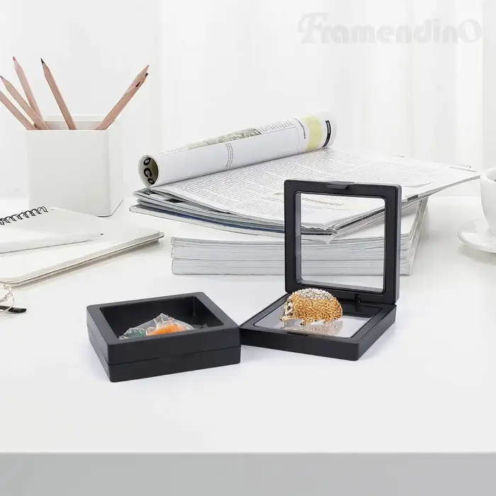 Boîte de rangement flottante transparente pour ranger petits articles et bijoux, adaptée à la collec