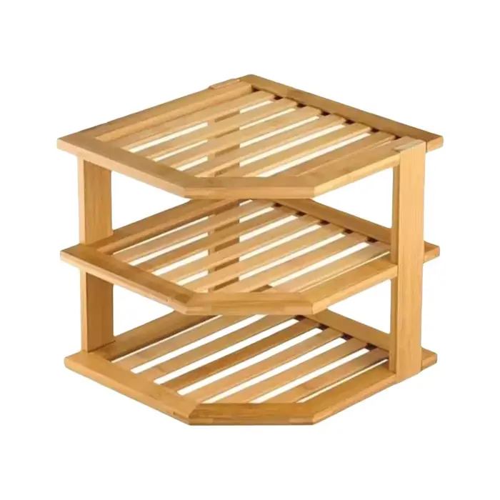 Étagère d'angle en bambou à 3 niveaux grande capacité, simple et stable, pour pots à épices, rangeme