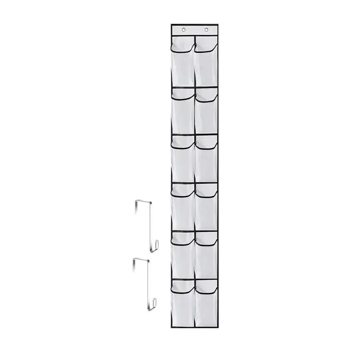 Organisateur de rangement pour chaussures suspendu à 12 poches avec 2 crochets métalliques, support 