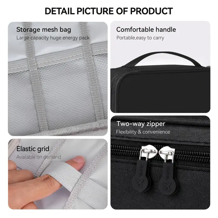 Sac de rangement portable pour outils de coiffure avec fermeture éclair et compartiment