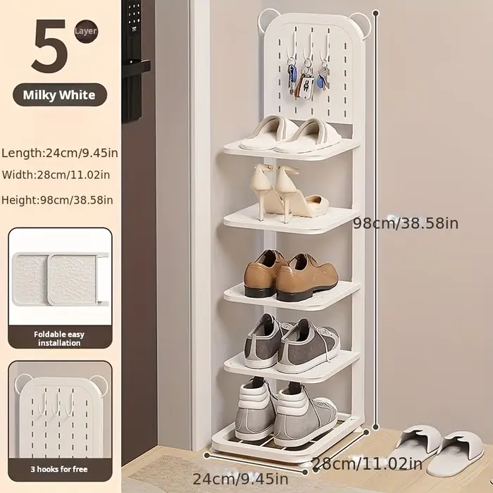 Étagère à chaussures 5/7/9 niveaux, conception étroite robuste, gain de place - Armoire à chaussures