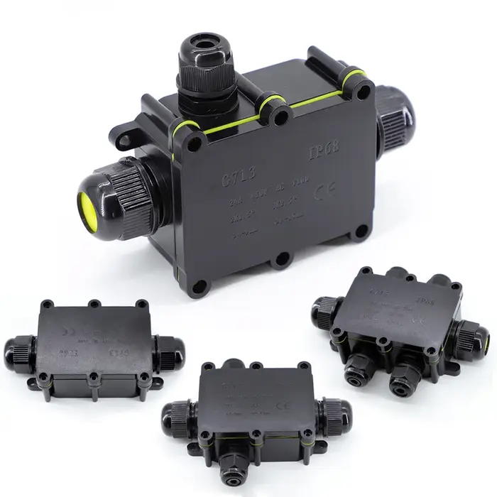 Boîtier de jonction étanche IP68 pour extérieur – Noir