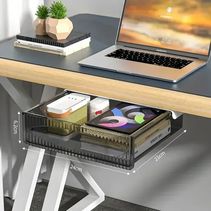 Nouvelle boîte de rangement invisible sous le bureau, tiroir coulissant grande capacité à suspendre 