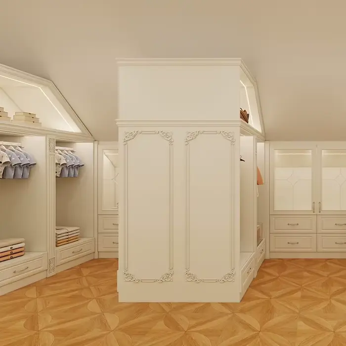 Armoire en bois blanche-française personnalisée, armoire de rangement de luxe moderne pour meubles d