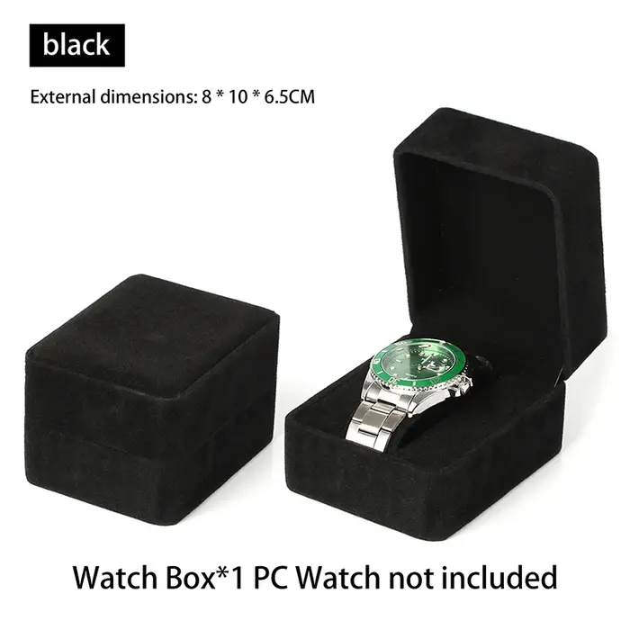 Boîte à montres élégante en velours à coins arrondis pour montres-bracelets, montres connectées, horloges, accessoires de bijouterie, emballage professionnel