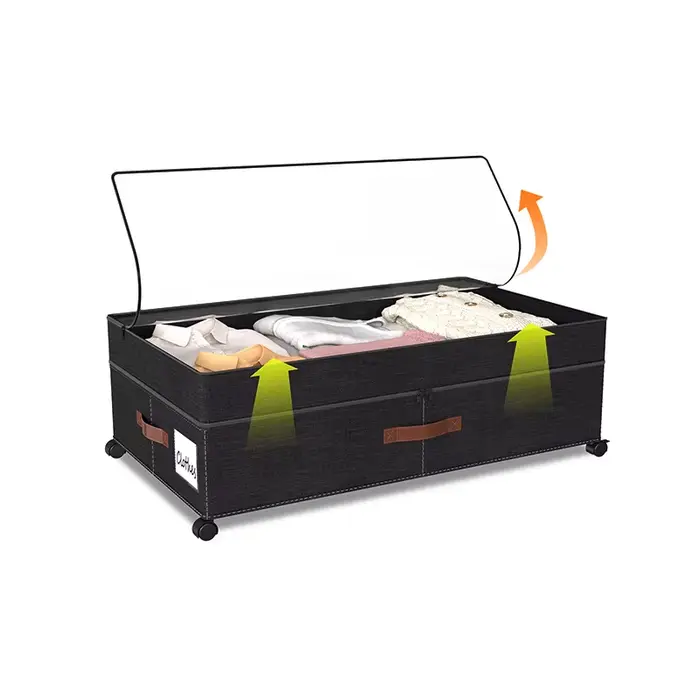 Conteneurs de rangement sous le lit avec roulettes, organisateurs de placard, rangement réglable sou