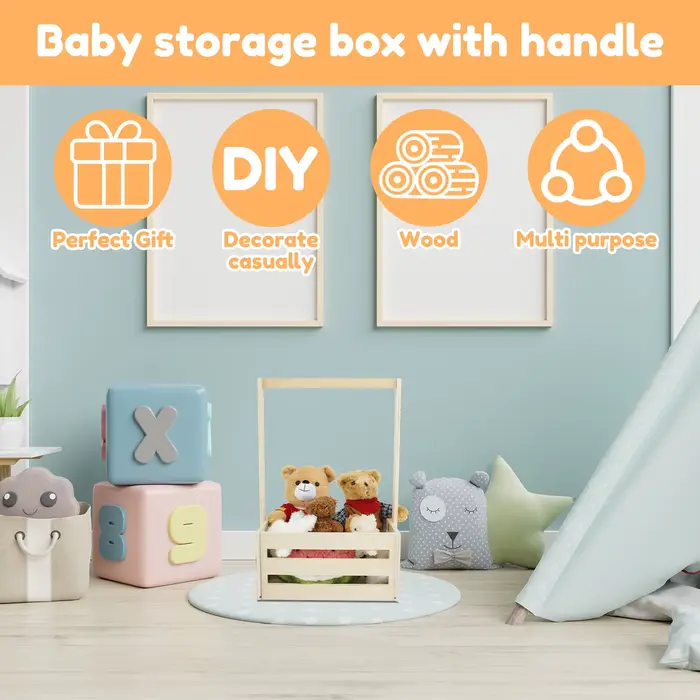 Caisse de rangement en bois pour jouets de bébé