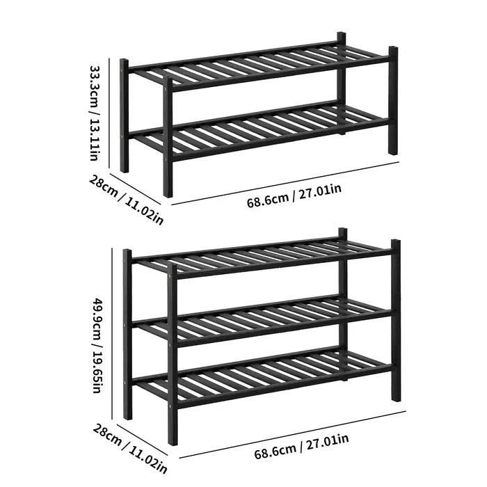 Étagère à chaussures en bambou à 2/3 niveaux avec corne