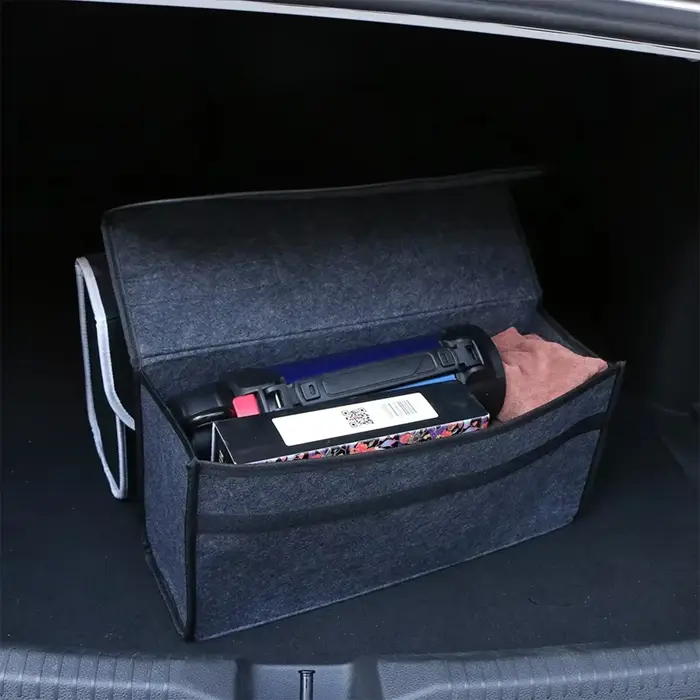 Boîte de rangement en feutre de voiture gris foncé