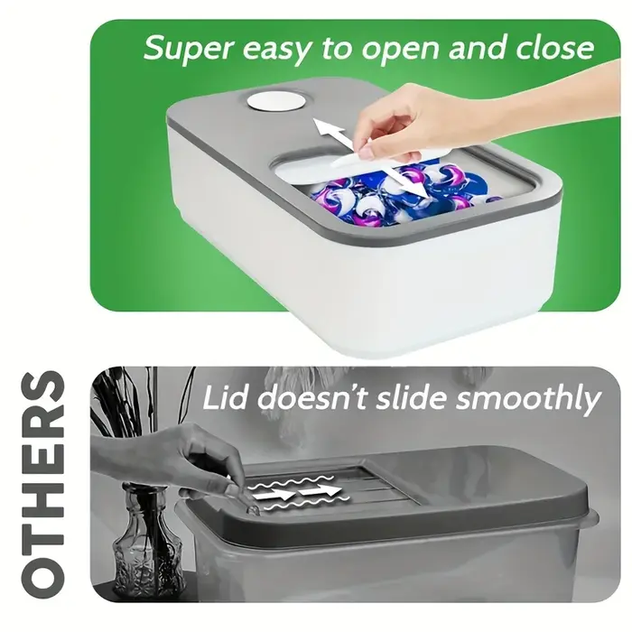 Conteneur de dosette de linge avec couvercle coulissant