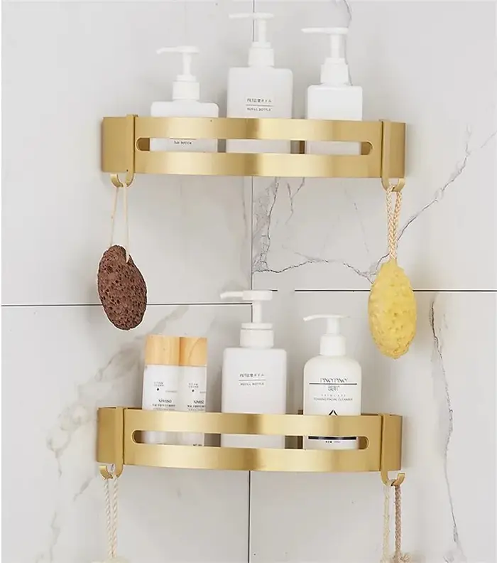 Étagère d'angle murale pour salle de bain