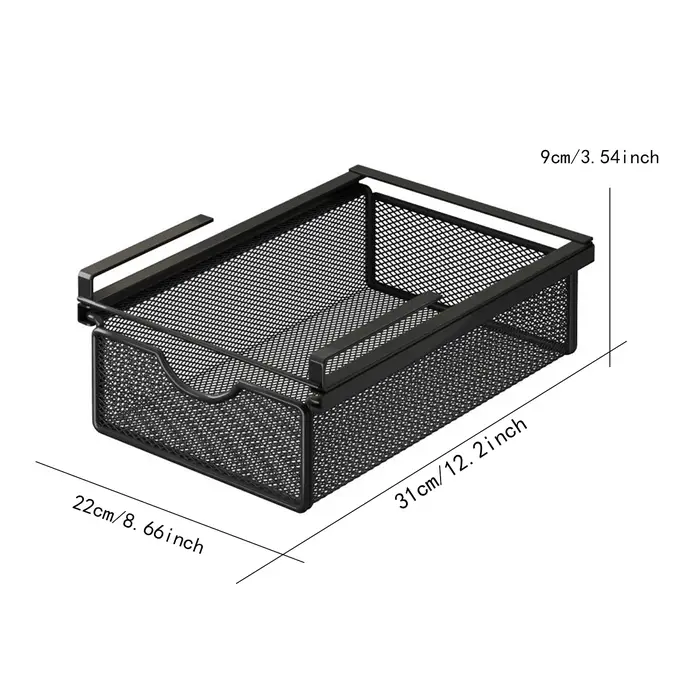Panier de rangement coulissant suspendu sous armoire, organisateur sous étagère pour bureau, bibliot