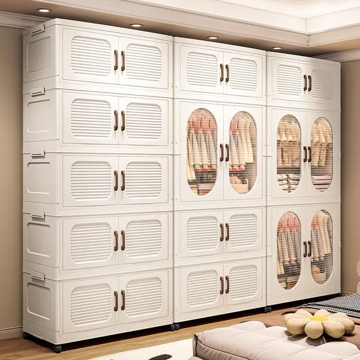 Armoire pliable à double porte de 60 cm avec roulettes – Rangement à fermeture magnétique de grande capacité pour