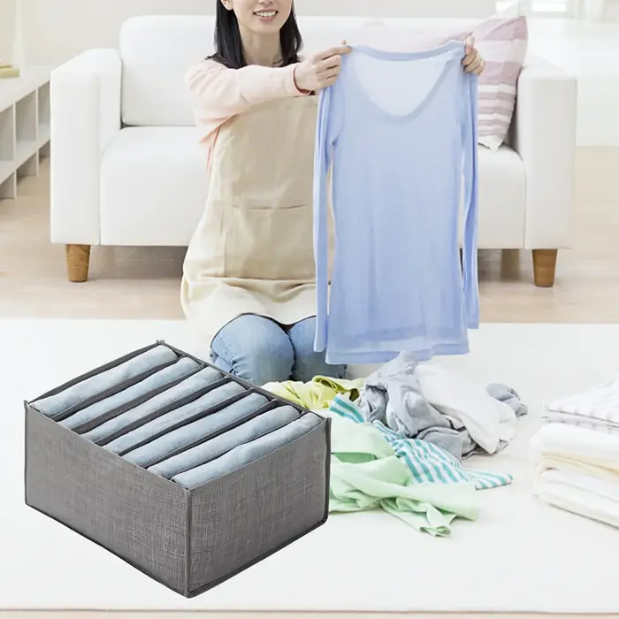 4 pièces/ensemble vêtements organisateur pantalons vêtements jean boîte de rangement garde-robe placard Organization sous-vêtements soutien-gorge chaussettes compartiment boîte