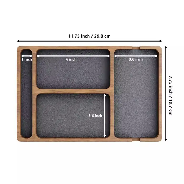 Boîte de rangement de bureau en bois massif avec compartiments, pour téléphone portable, écouteurs e